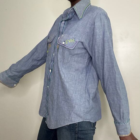 VINTAGE | JCPENNY Big MAC Cotton Chambray Shirt Embroidered Size M - Picture 4 of 10